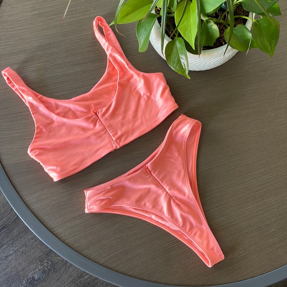 Peach shade high waisted bikini